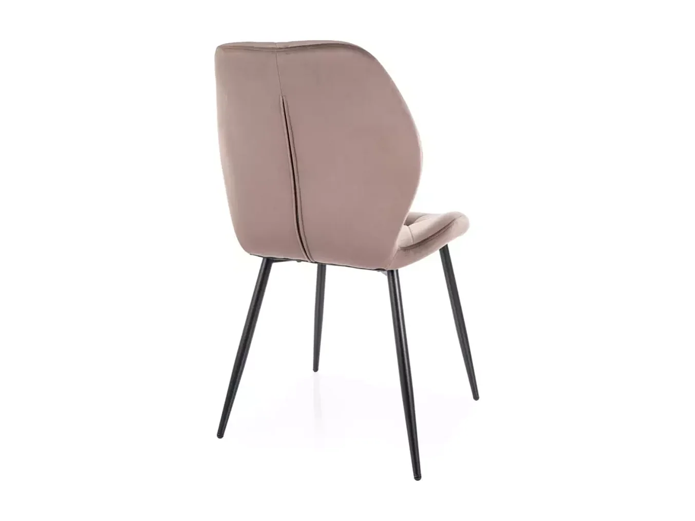 Chaise velours cappuccino avec piétement noir mat et design matelassé moderne LIRYCA