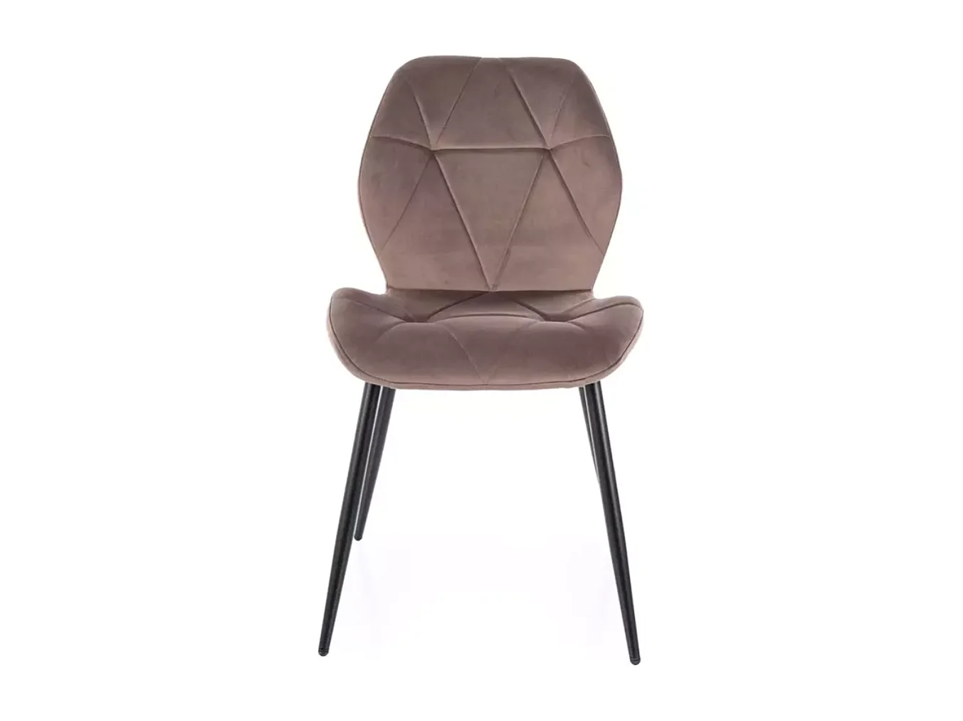 Chaise velours cappuccino avec piétement noir mat et design matelassé moderne LIRYCA