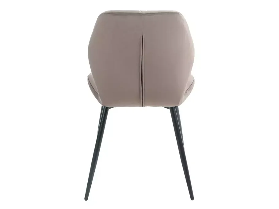 Chaise velours cappuccino avec piétement noir mat et design matelassé moderne LIRYCA