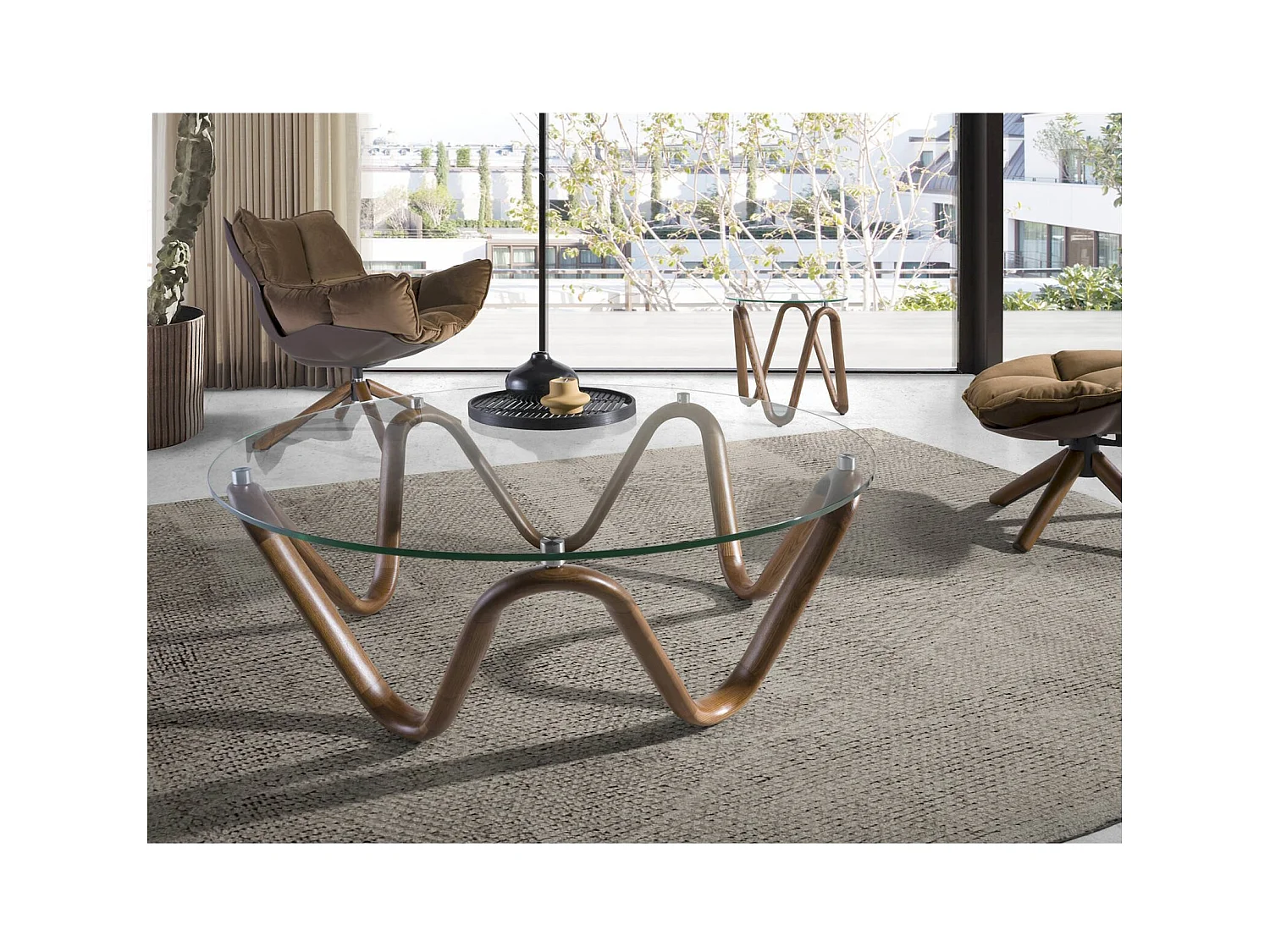 Table basse ronde en verre Angel Cerda