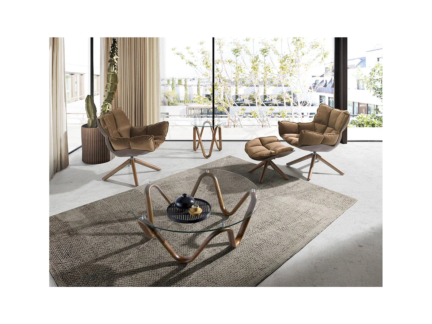 Table basse ronde en verre Angel Cerda