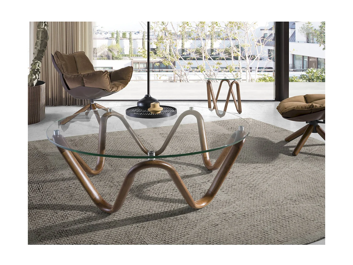 Table basse ronde en verre Angel Cerda