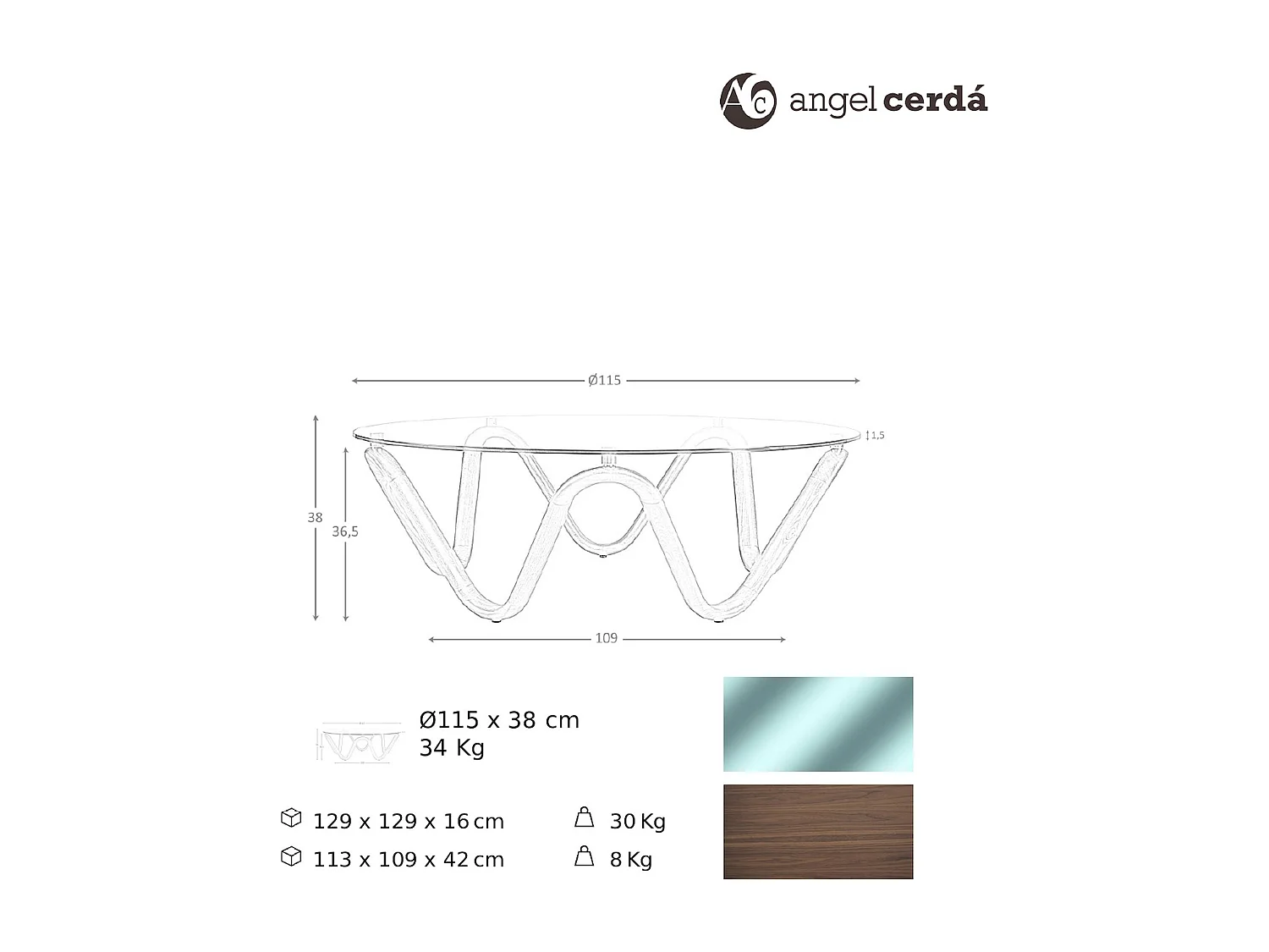 Table basse ronde en verre Angel Cerda