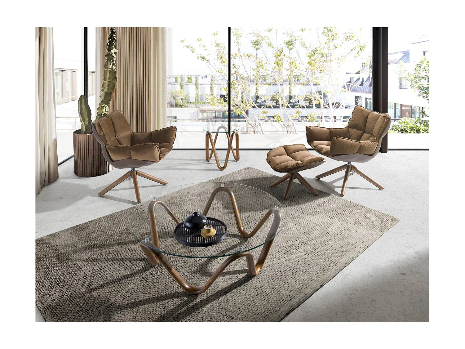 Table basse ronde en verre Angel Cerda