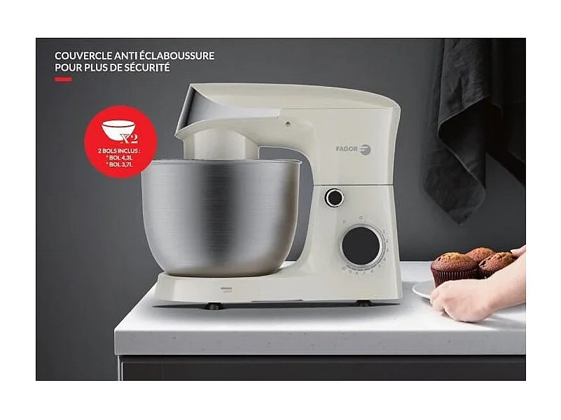 Robot Pâtissier - FAGOR - FG5286 - 1500W - 2 Bol Inox : 4.3L et 3.7 L