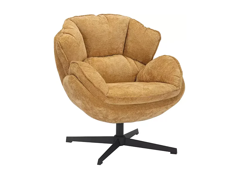 Fauteuil confort en tissu jaune, pivotant à 360° TOFON