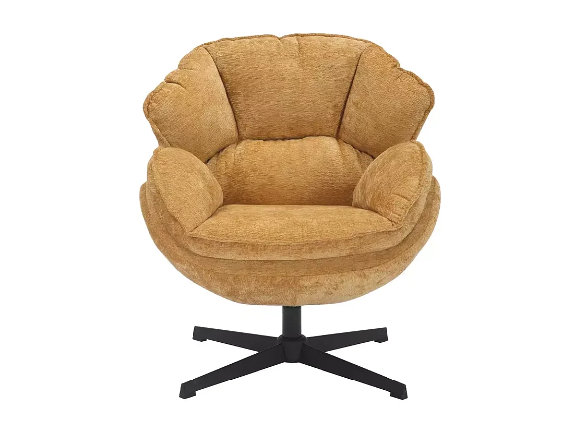 Fauteuil confort en tissu jaune, pivotant à 360° TOFON
