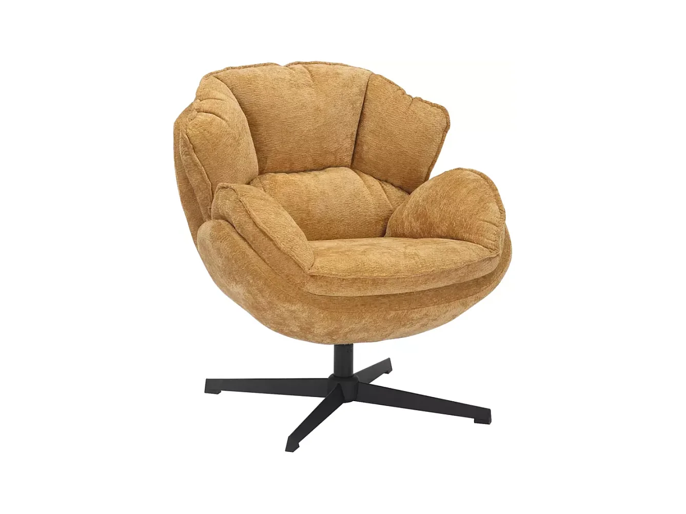Fauteuil confort en tissu jaune, pivotant à 360° TOFON