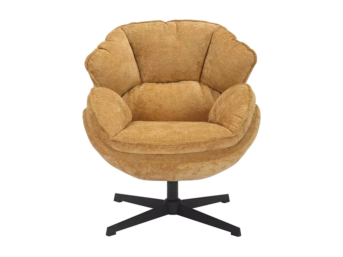 Fauteuil confort en tissu jaune, pivotant à 360° TOFON