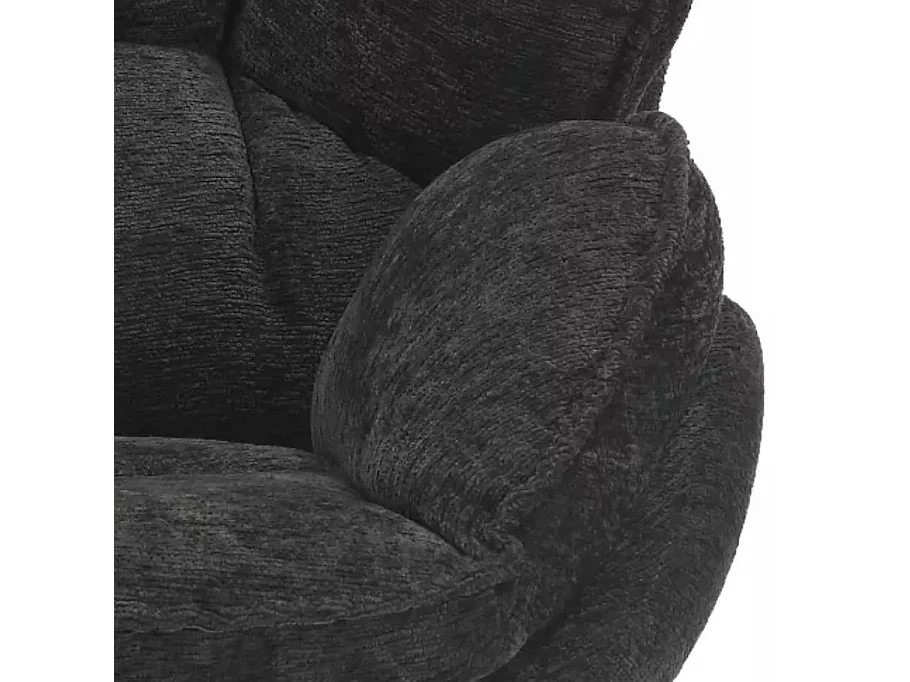 Fauteuil noir pivotant à 360° en tissu doux noir Tofon