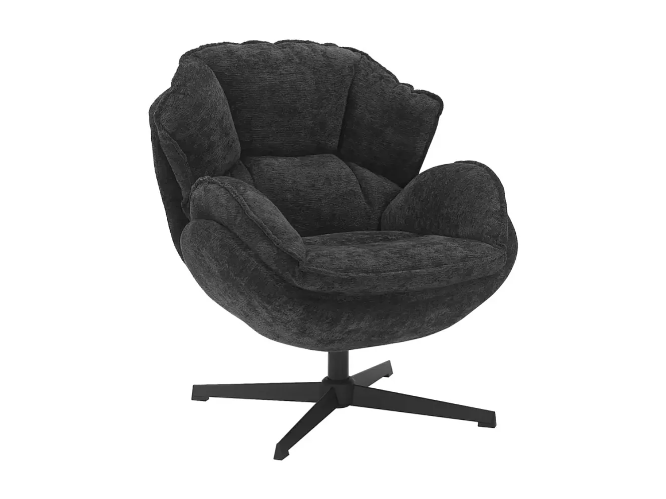 Fauteuil noir pivotant à 360° en tissu doux noir Tofon