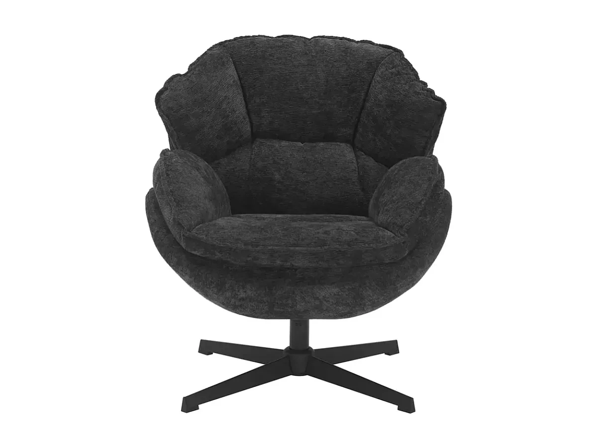 Fauteuil noir pivotant à 360° en tissu doux noir Tofon