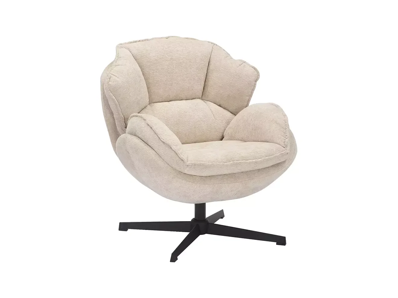 Fauteuil moelleux en tissu beige, pivotant à 360° TOFON