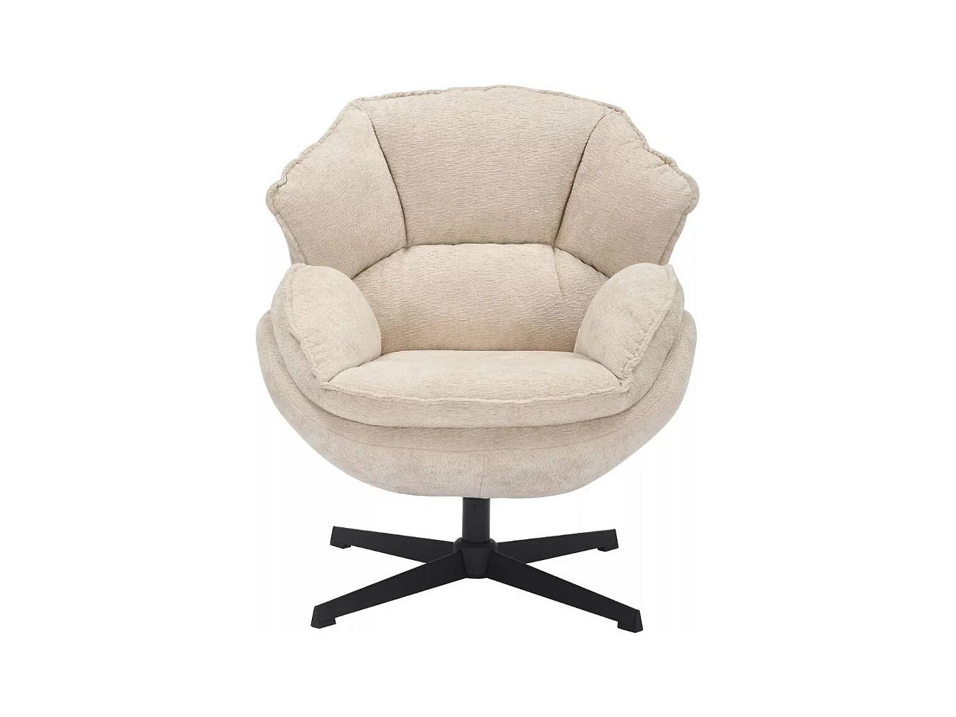 Fauteuil moelleux en tissu beige, pivotant à 360° TOFON