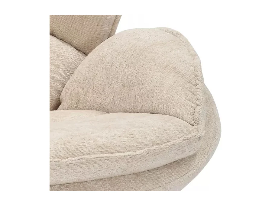 Fauteuil moelleux en tissu beige, pivotant à 360° TOFON