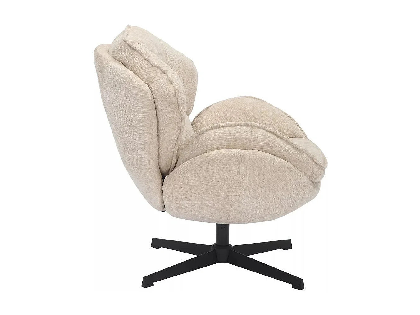 Fauteuil moelleux en tissu beige, pivotant à 360° TOFON