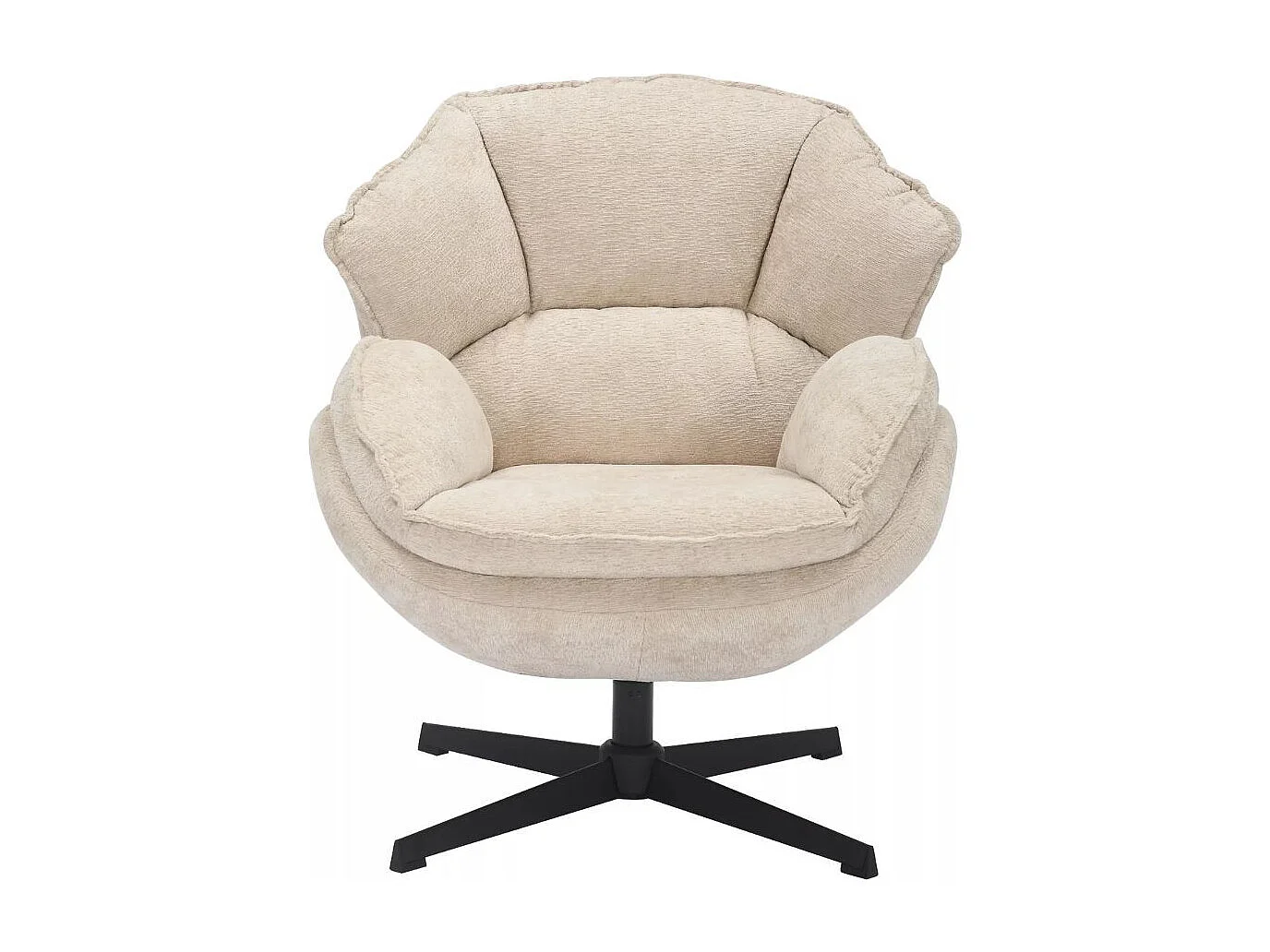 Fauteuil moelleux en tissu beige, pivotant à 360° TOFON