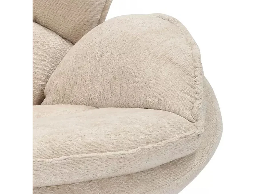 Fauteuil moelleux en tissu beige, pivotant à 360° TOFON