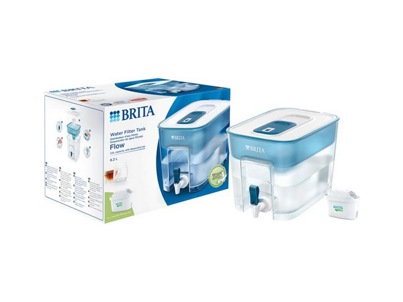Distributeur d'eau Brita Flow avec 1 cartouche Maxtra Pro 1051126 Bleu
