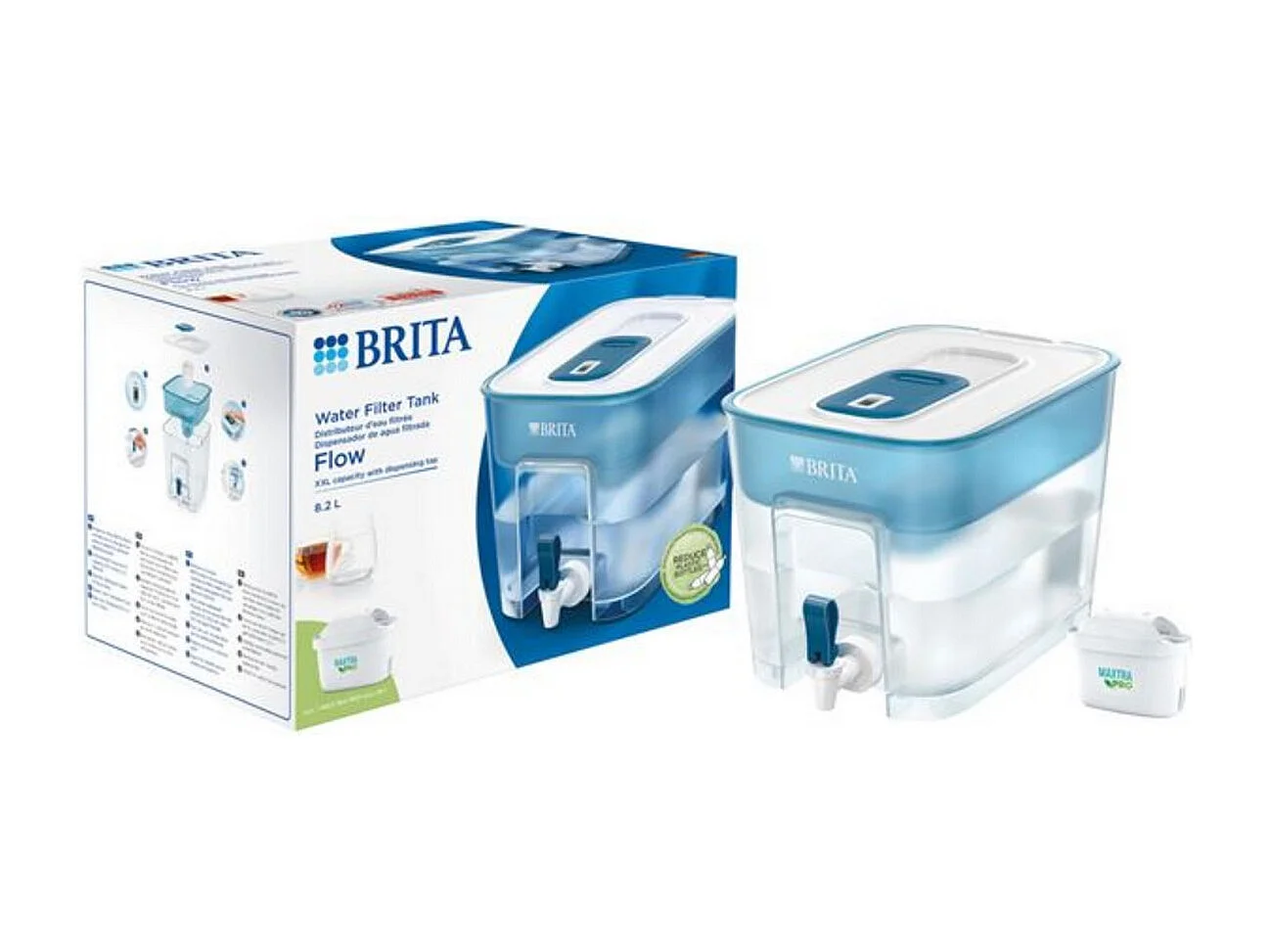 Distributeur d'eau Brita Flow avec 1 cartouche Maxtra Pro 1051126 Bleu