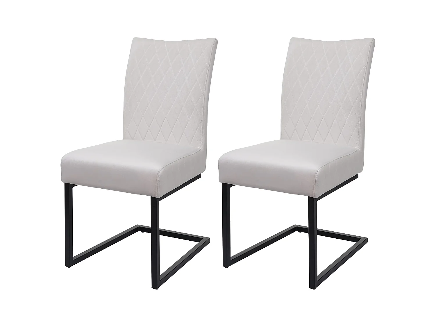 Set 2x sedie sala da pranzo design moderno MCW-L15 struttura a slitta velluto avorio beige