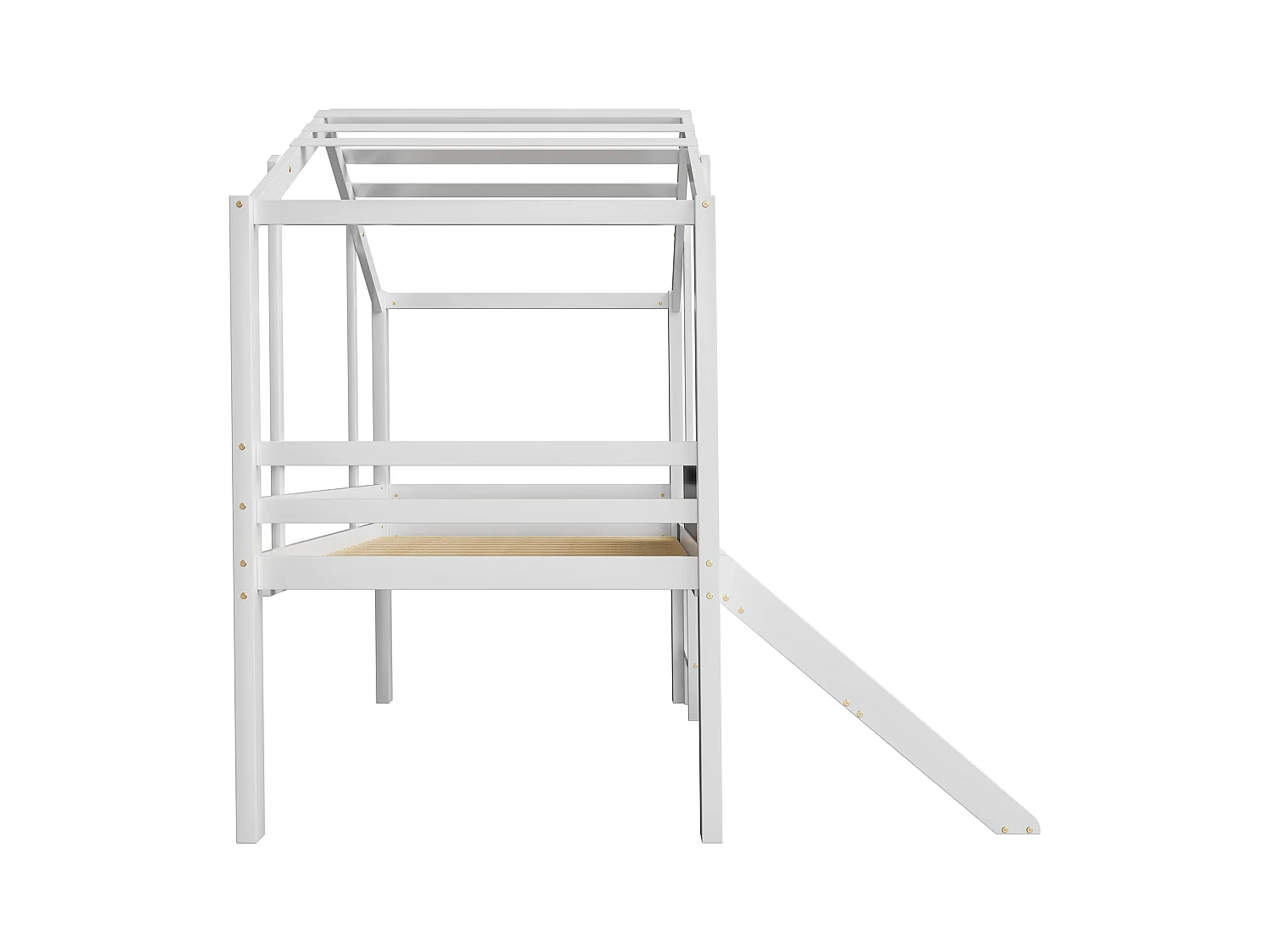 Lit mezzanine enfant 90x200 cm - avec échelle de sécurité - avec toboggan - avec tableau à dessin - Blanc (matelas non inclus)