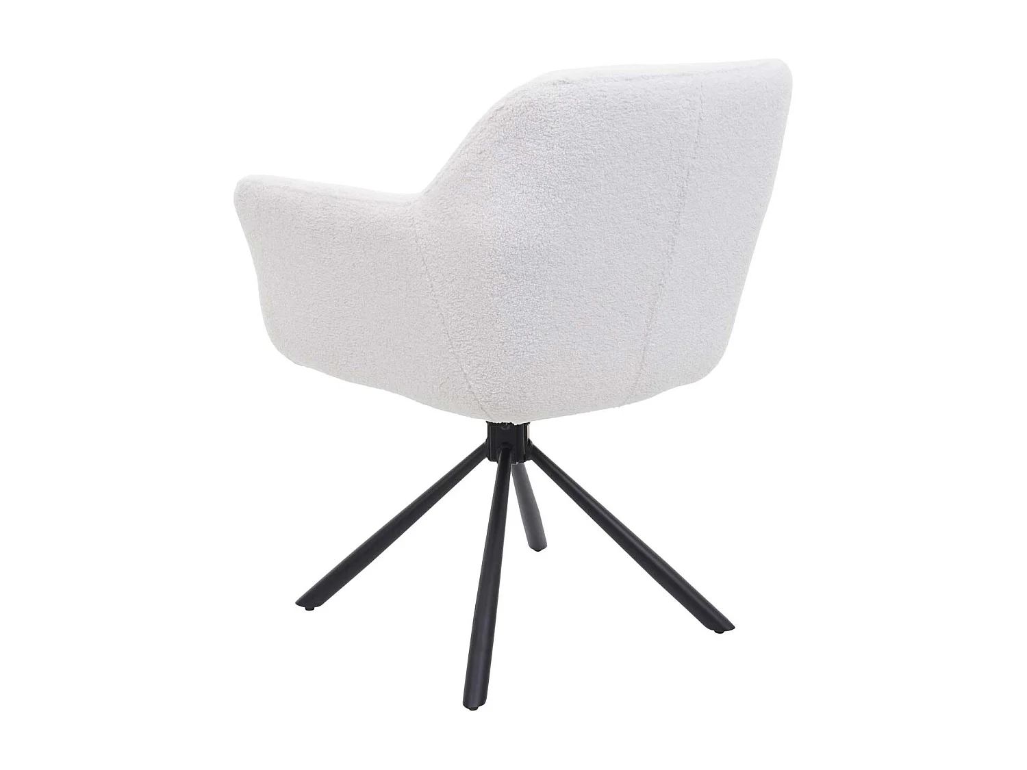 Lot de 2 chaises de salle à manger avec accoudoirs siège pivotant en tissu bouclé blanc 04_0007364