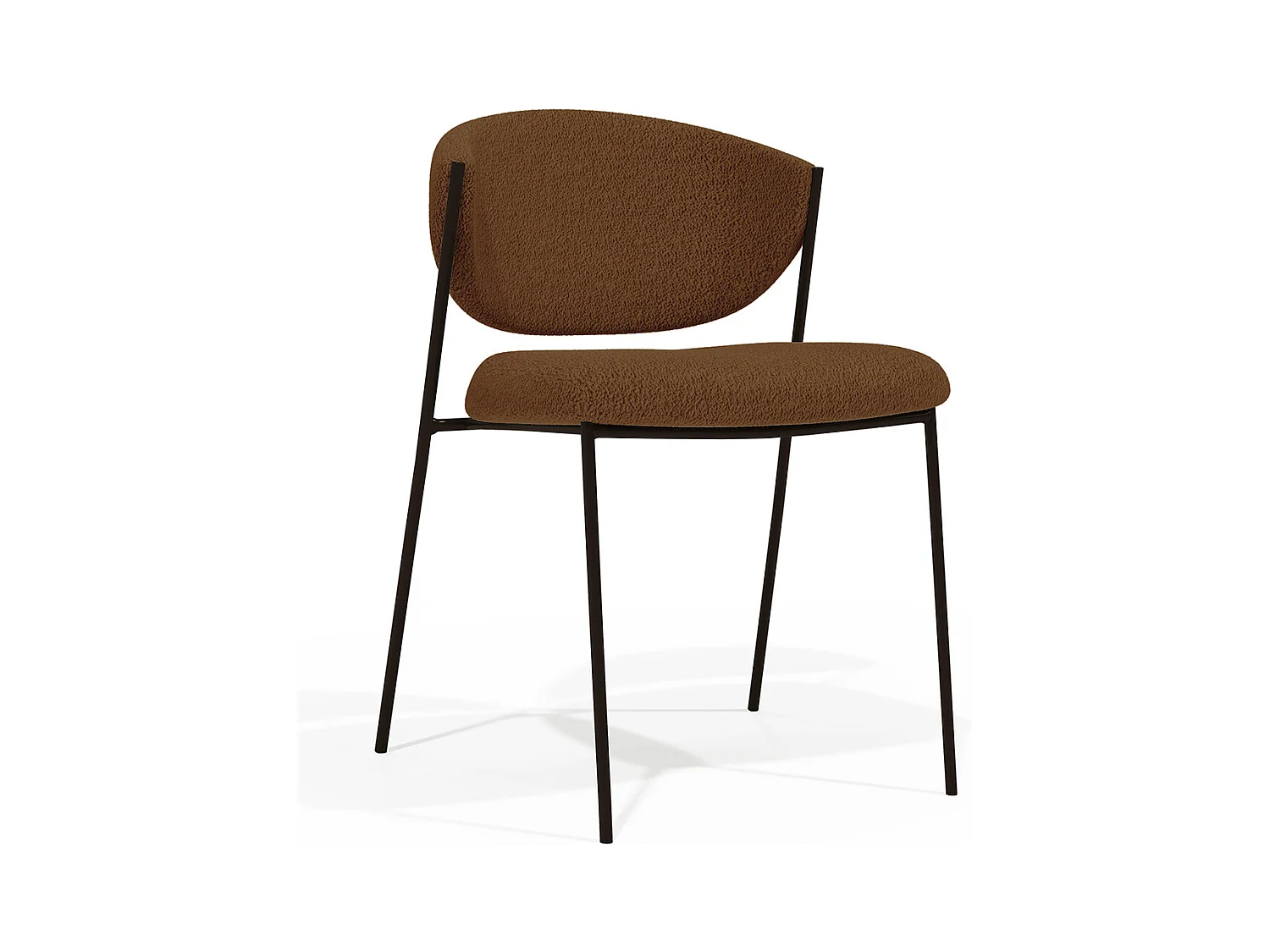 Chaise de salle à manger - Tapissée en tissu bouclé - Métal noir - Seda Chocolat