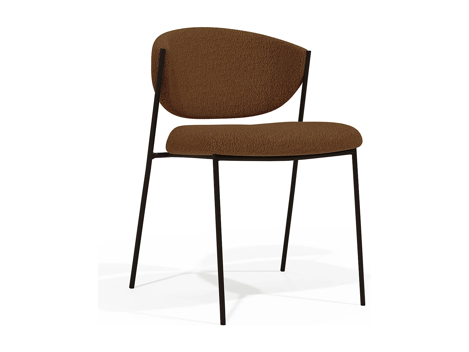 Silla de comedor - Tapizada en Tela Bouclé - Metal negro - Seda