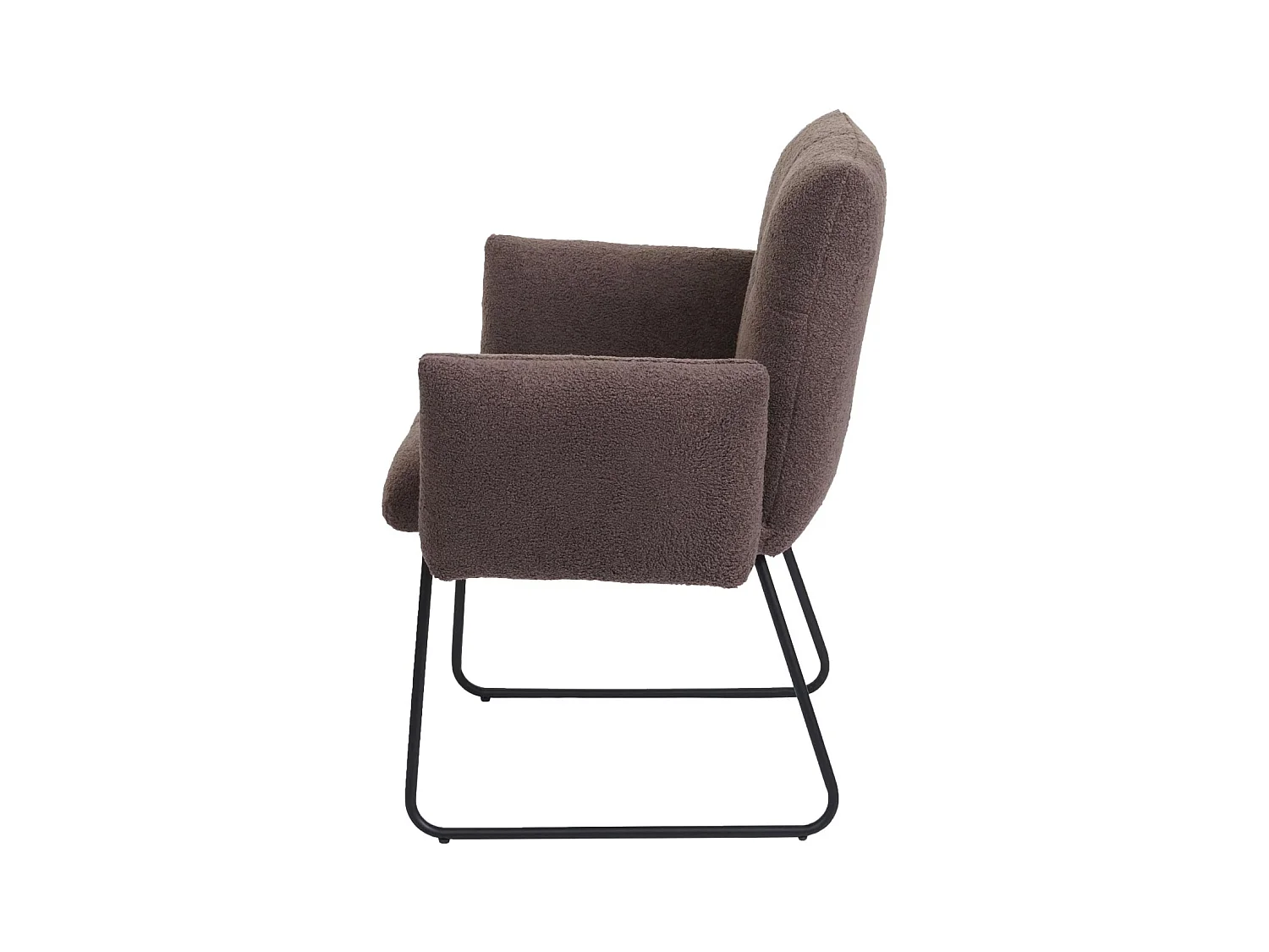 Lot de 2 chaises de salle à manger rembourrée avec accoudoirs en tissu bouclé marron 04_0007368