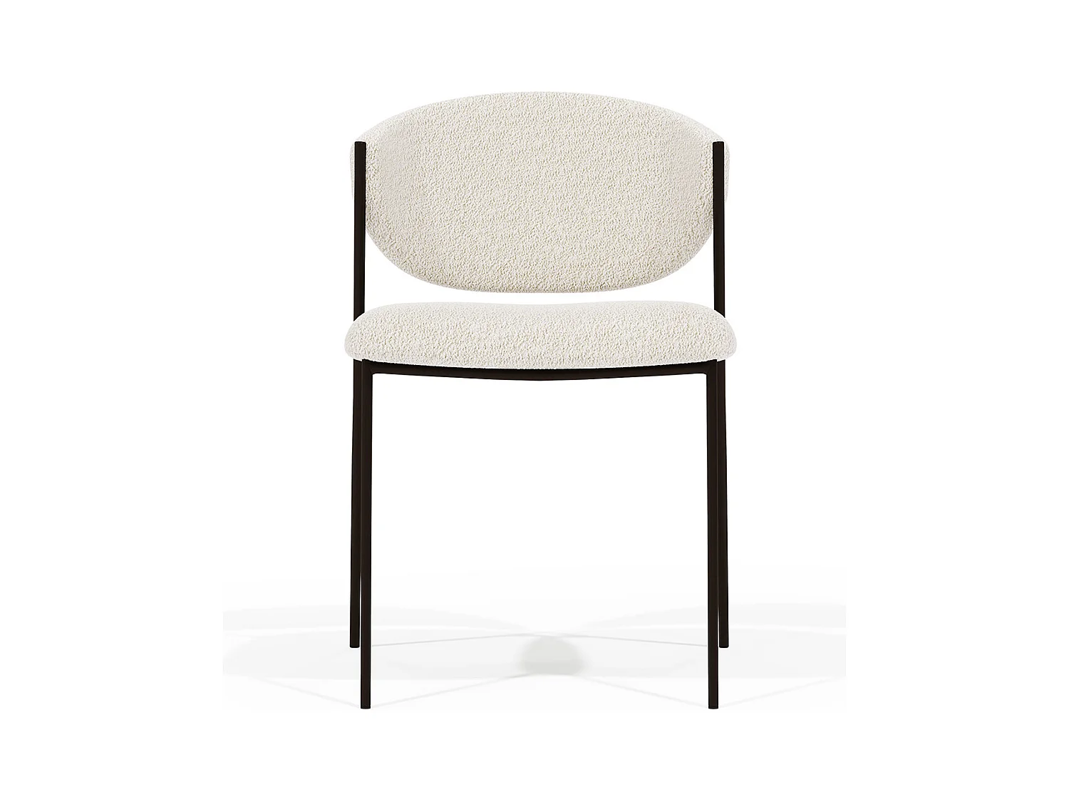 Silla de comedor - Tapizada en Tela Bouclé - Metal negro - Seda