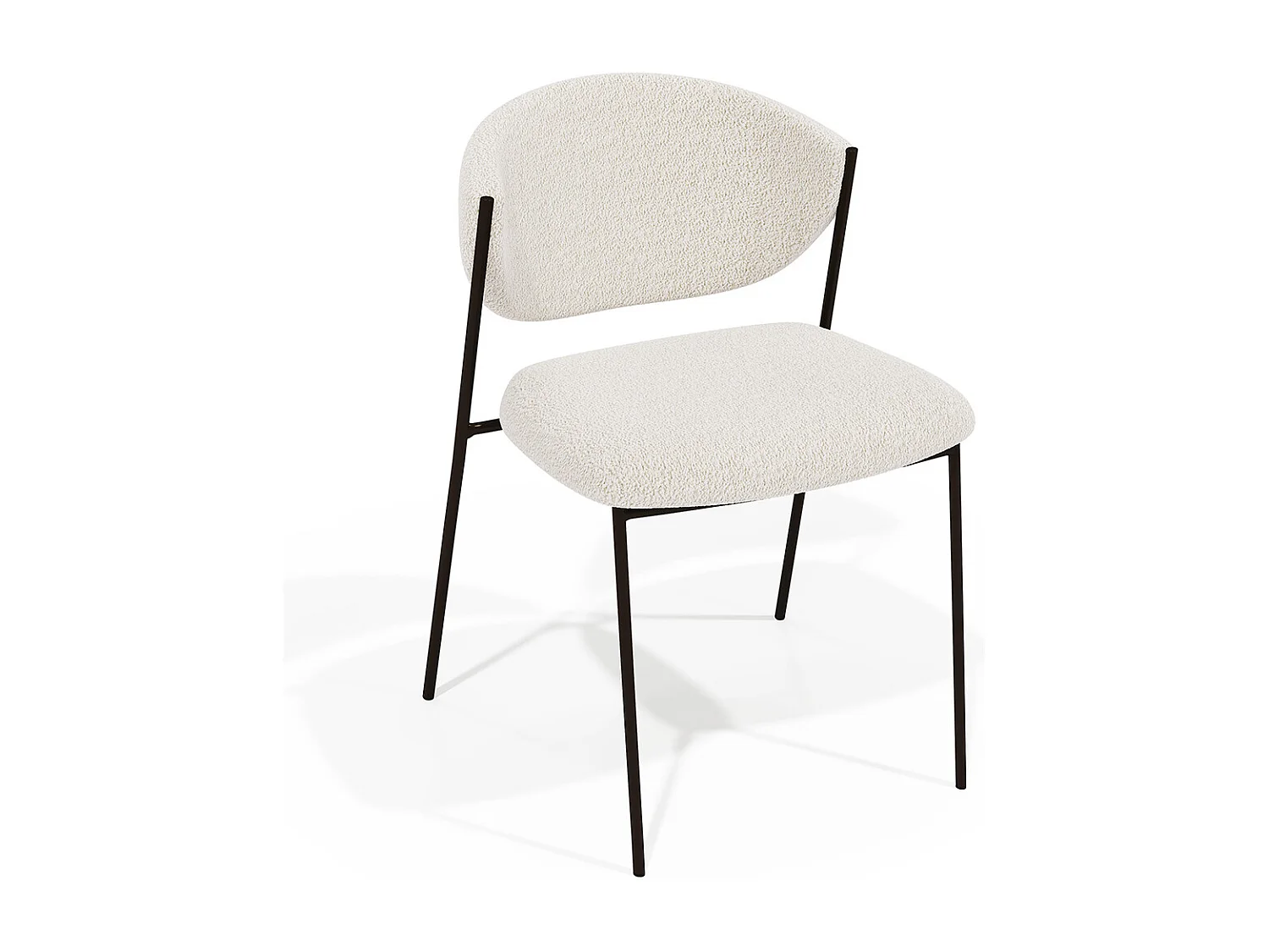Silla de comedor - Tapizada en Tela Bouclé - Metal negro - Seda
