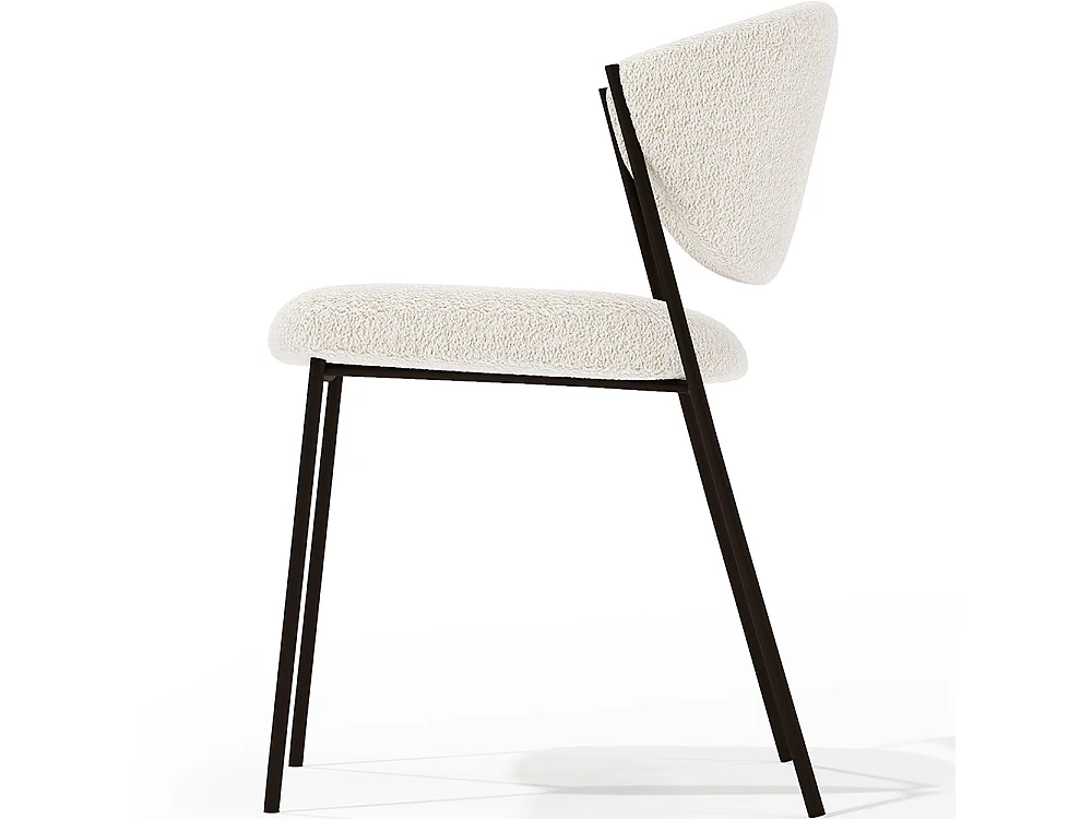 Silla de comedor - Tapizada en Tela Bouclé - Metal negro - Seda