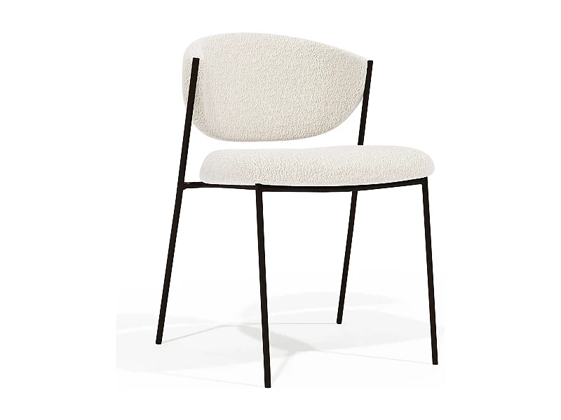 Sedia da pranzo - Rivestita in tessuto bouclé - Metallo Nero - Seda