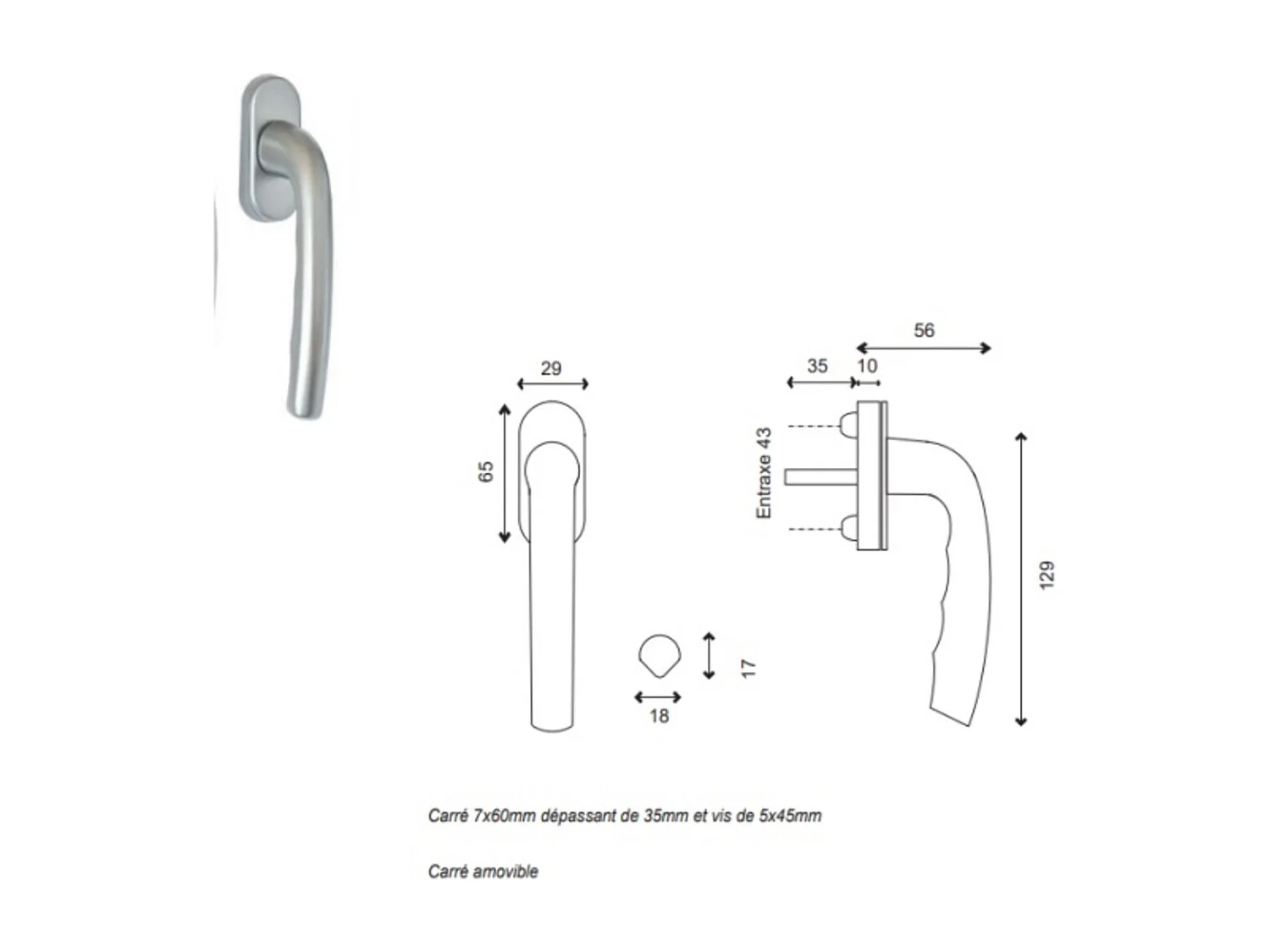 Fenetre Bois 1 Vantail H75 X L60 Tirant Droit + Tapees Iso 120 (2 De 1,9m) + Poignee Gd Menuiseries