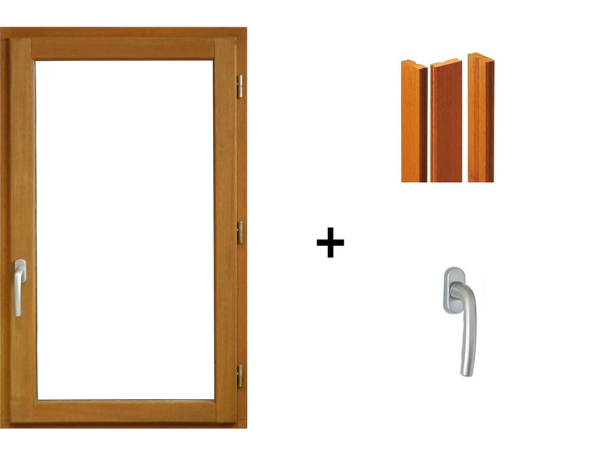 Fenetre Bois 1 Vantail H75 X L60 Cm Tirant Droit, Tapees Iso 120 Cm (2 De 1,9m), Poignee Gd Menuiseries