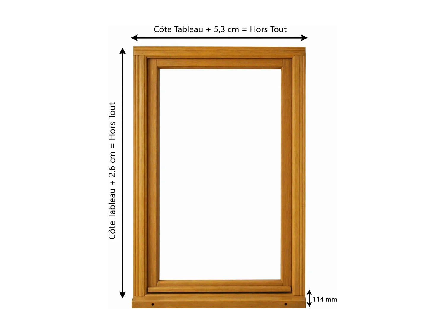 Fenetre Bois 1 Vantail H75 X L60 Cm Tirant Droit, Tapees Iso 120 Cm (2 De 1,9m), Poignee Gd Menuiseries