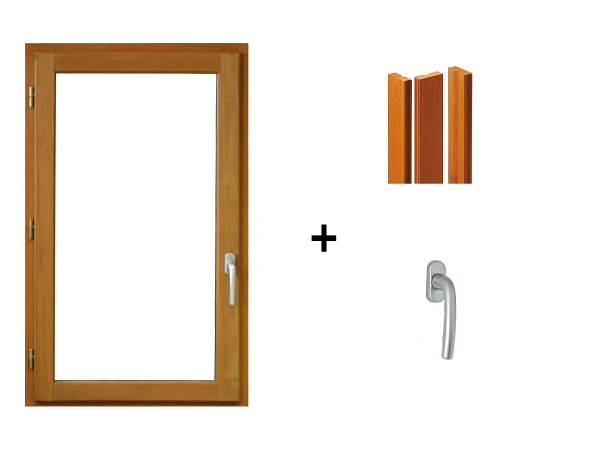 Fenetre Bois 1 Vantail H75 X L50 Tirant Gauche + Tapées Iso 120 (2 De 1,9m) + Poignée Gd Menuiseries