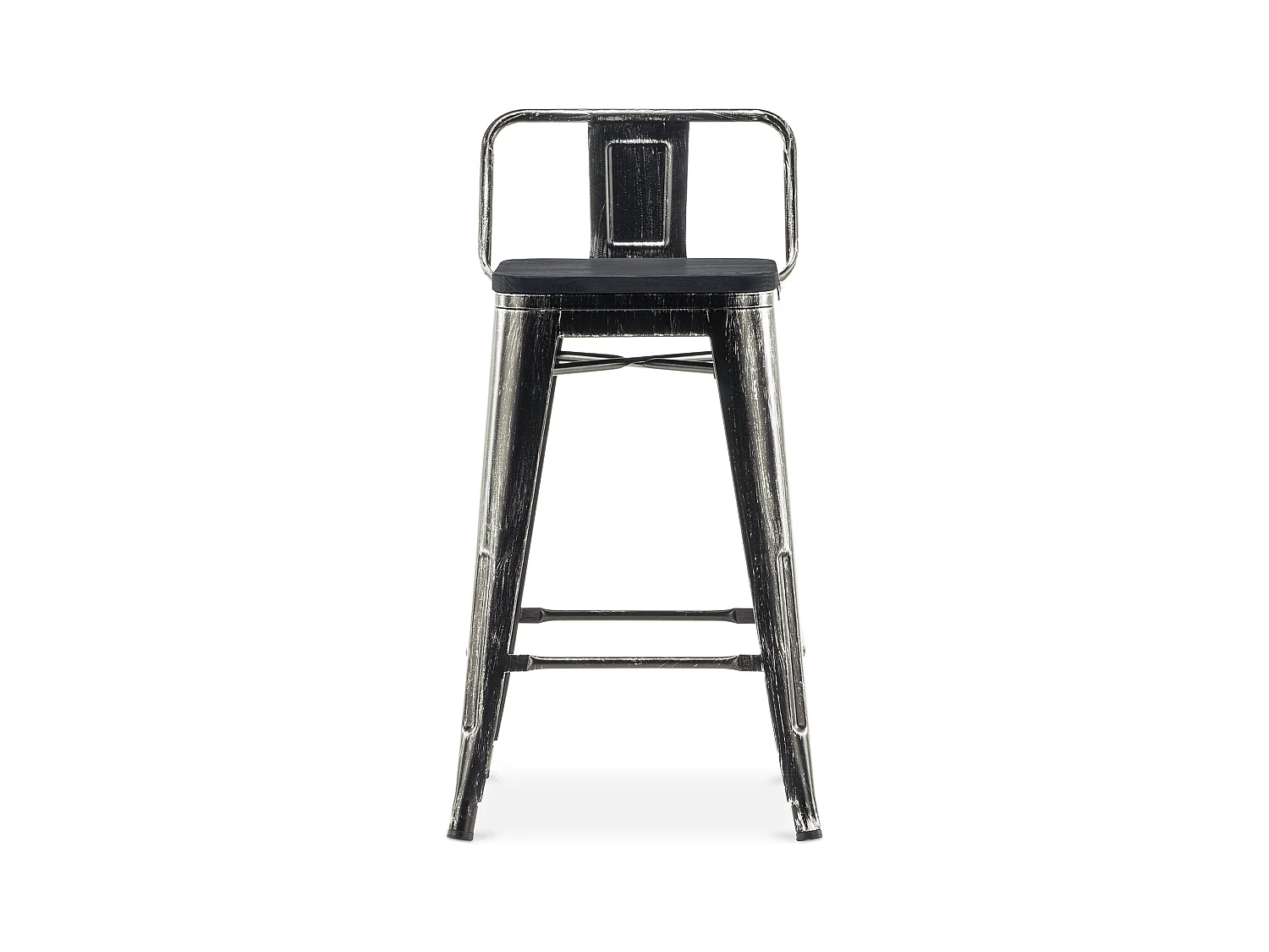 Stylix Barhocker mit kleiner Rückenlehne - 61 cm - Metall und dunkles Holz