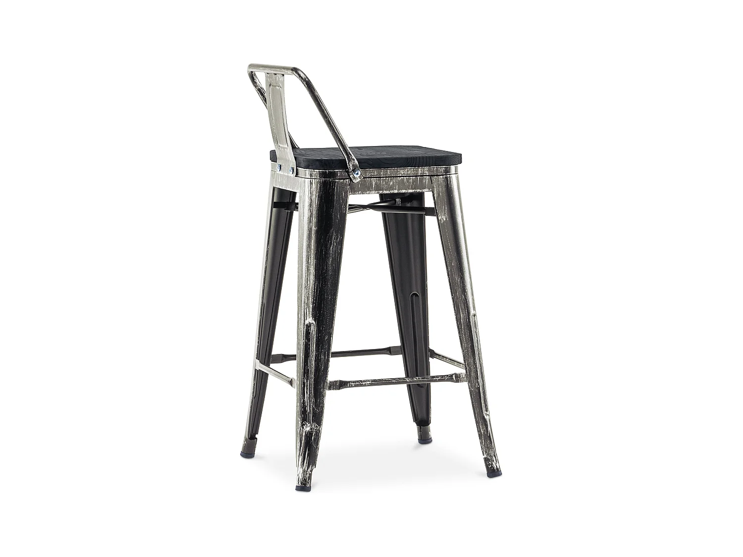 Stylix Barhocker mit kleiner Rückenlehne - 61 cm - Metall und dunkles Holz