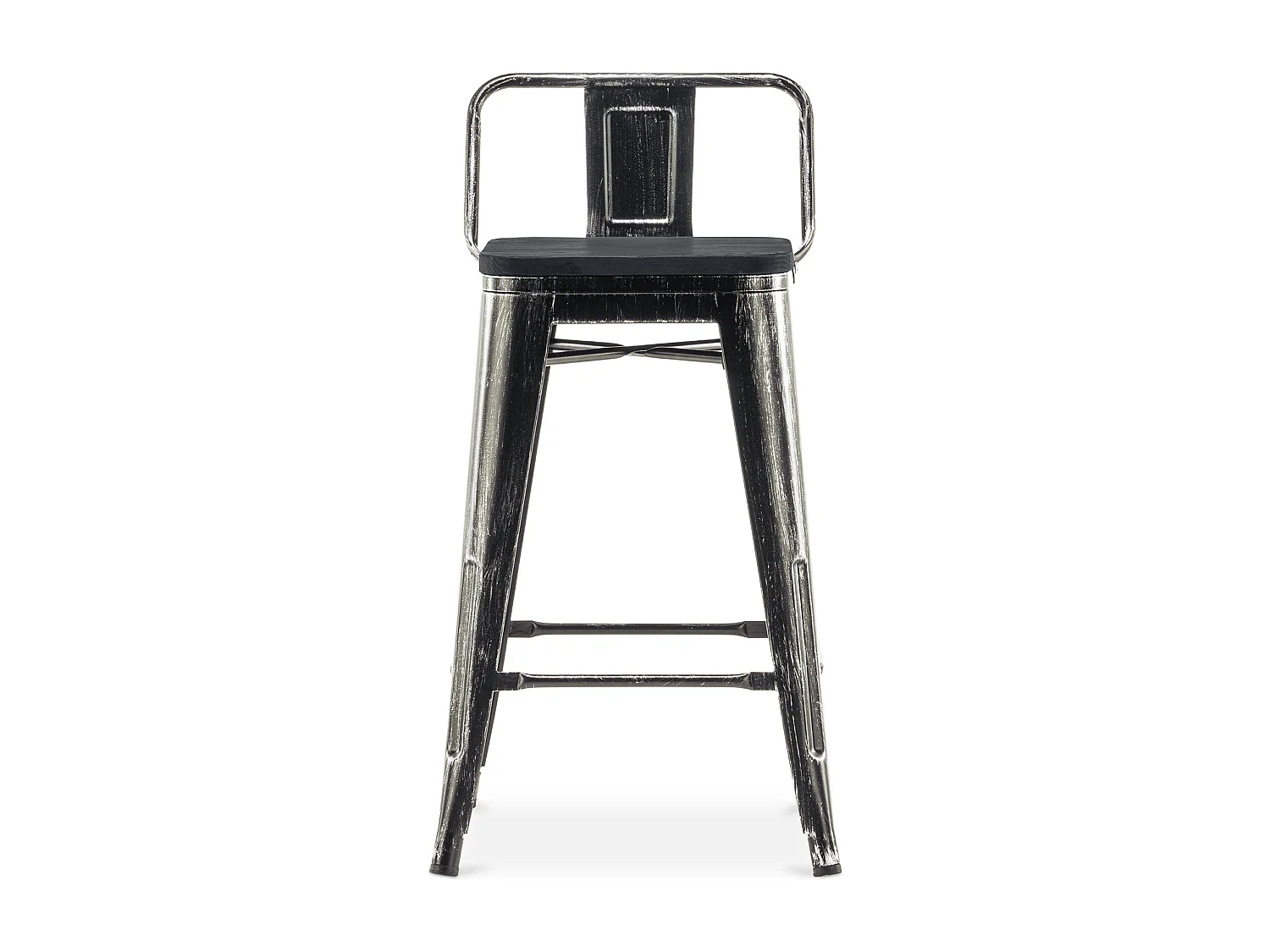 Stylix Barhocker mit kleiner Rückenlehne - 61 cm - Metall und dunkles Holz