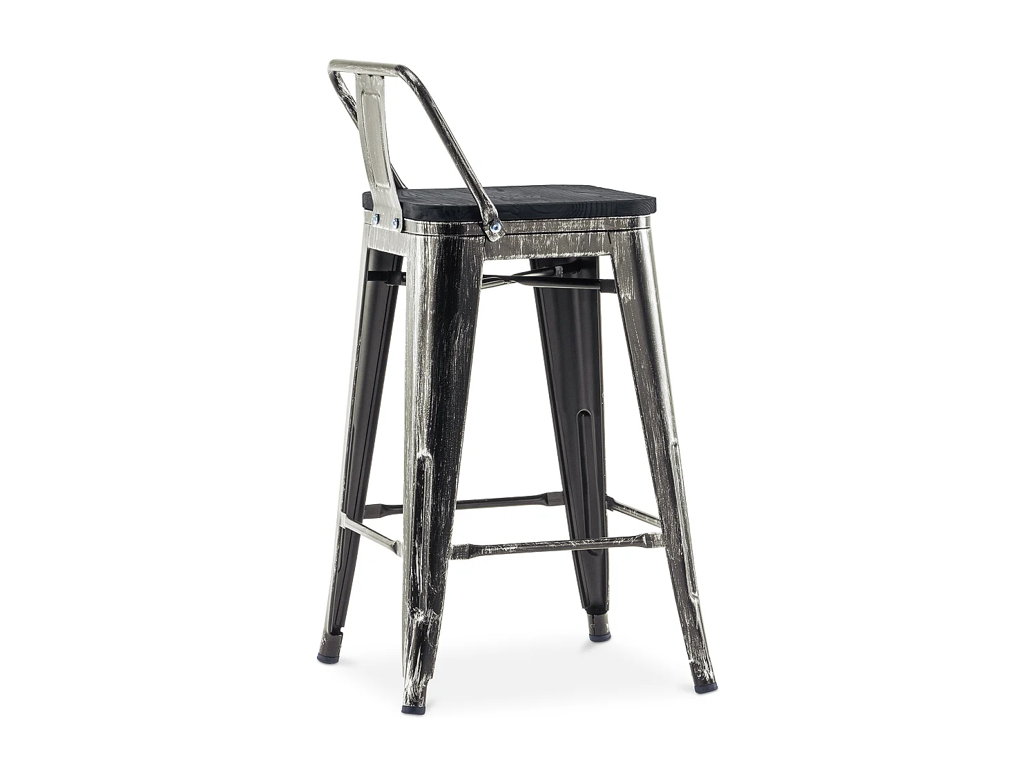 Stylix Barhocker mit kleiner Rückenlehne - 61 cm - Metall und dunkles Holz