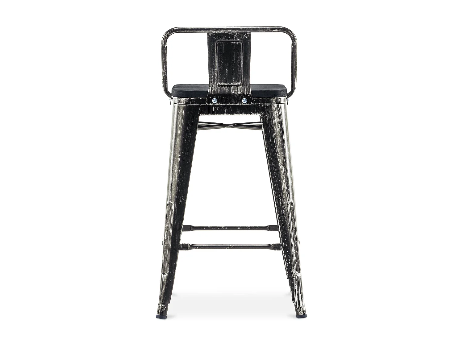 Stylix Barhocker mit kleiner Rückenlehne - 61 cm - Metall und dunkles Holz