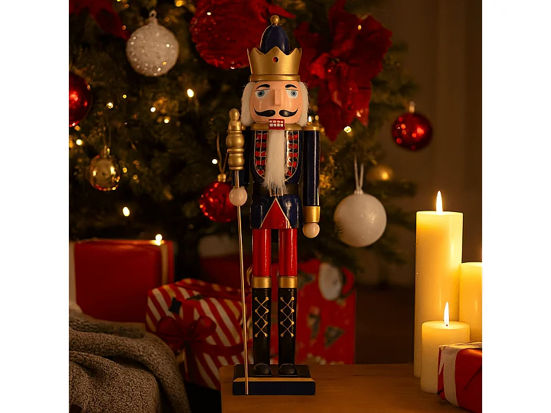 Cascanueces de Navidad Rebecca Mobili Aliso H 55 Madera Azul Rojo Clásico