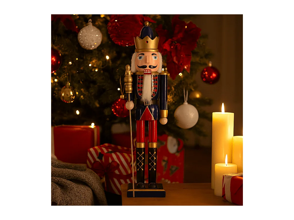 Cascanueces de Navidad Rebecca Mobili Aliso H 55 Madera Azul Rojo Clásico