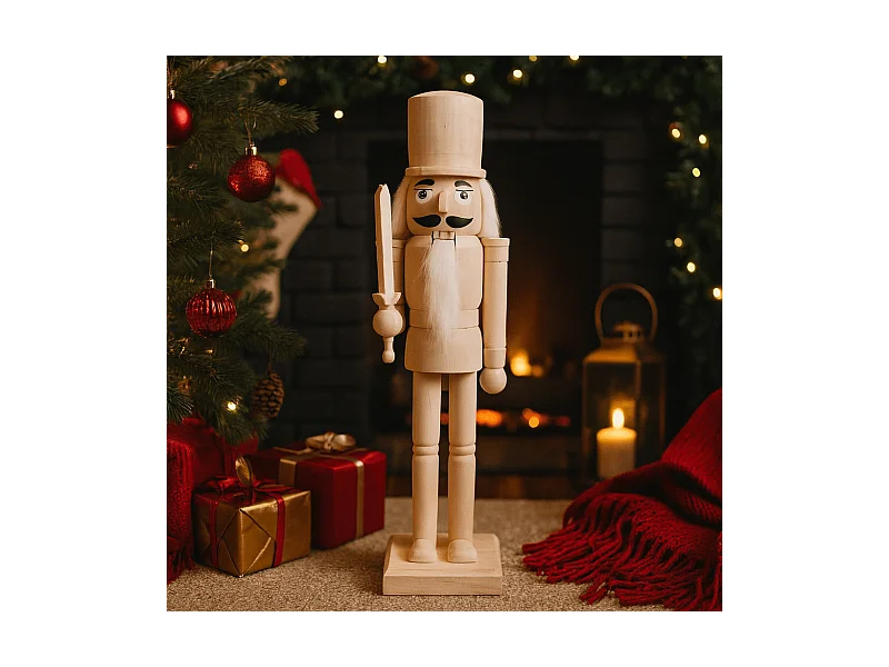 Cascanueces de Navidad Rebecca Mobili Zadie 25x6,5x7,5 Madera Marrón Blanco Clásico