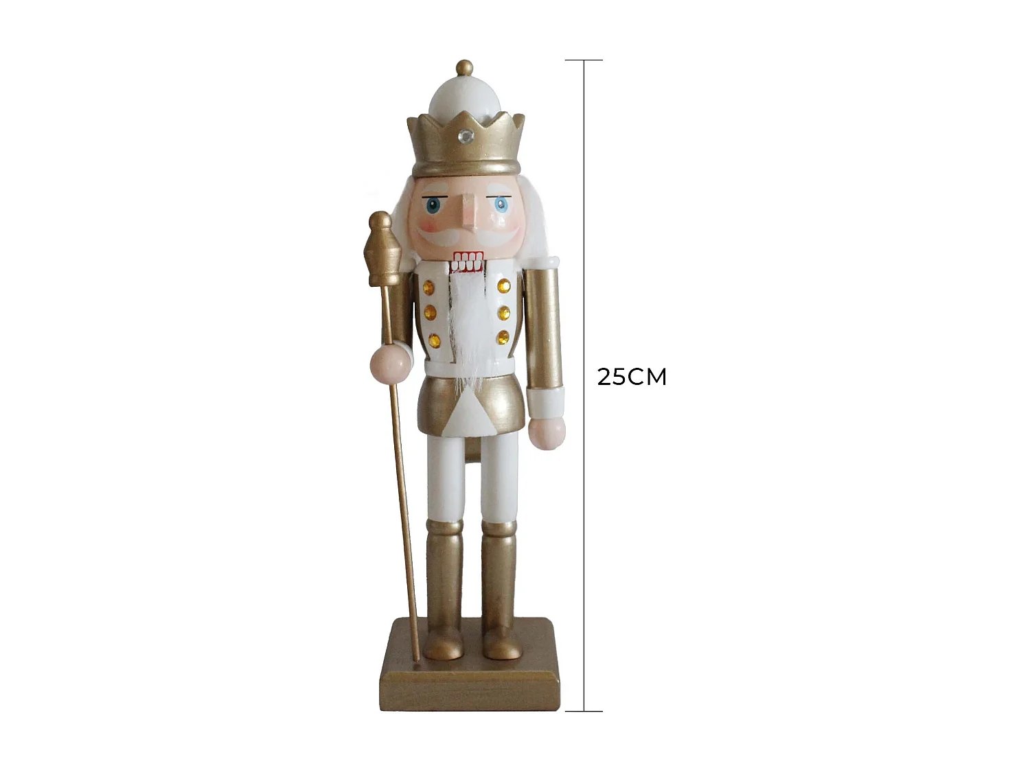 Casse-noisette de Noël Rebecca Mobili Djede 25x6,5x7,5 Bois Blanc Or Classique