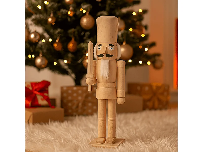 Cascanueces de Navidad Rebecca Mobili Wartel 38x8x10 Madera Marrón Blanco Clásico