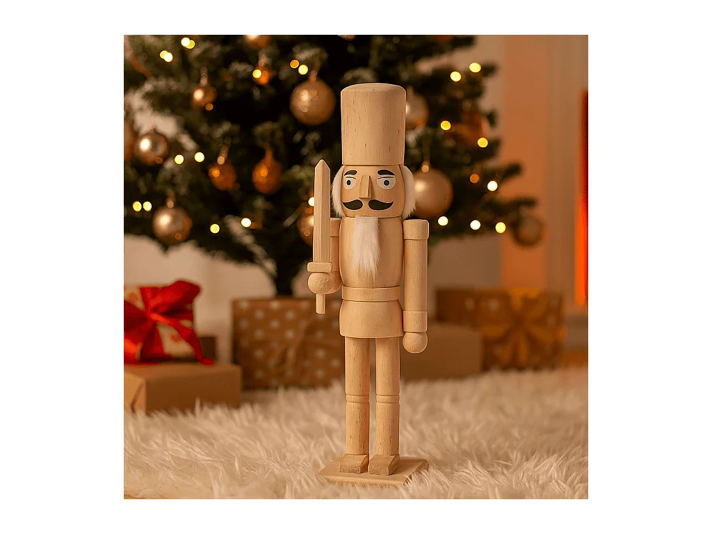 Cascanueces de Navidad Rebecca Mobili Wartel 38x8x10 Madera Marrón Blanco Clásico