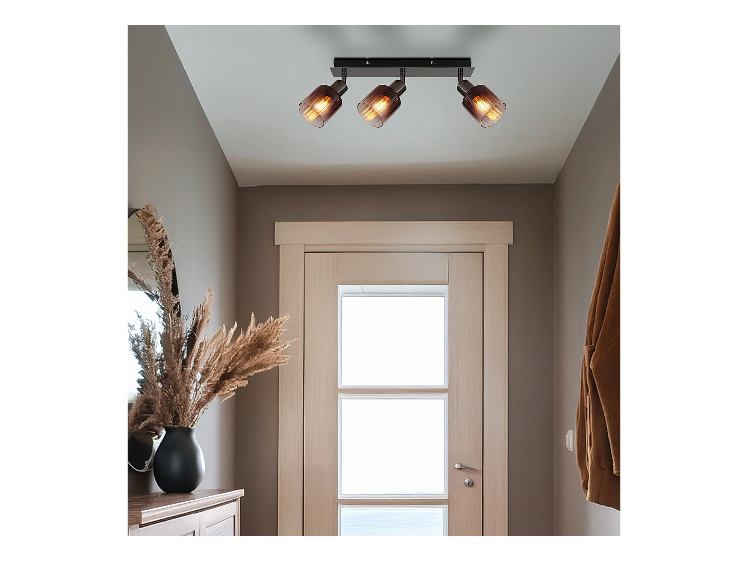 Spot métal noir chromé/gunmetal, 3x E14